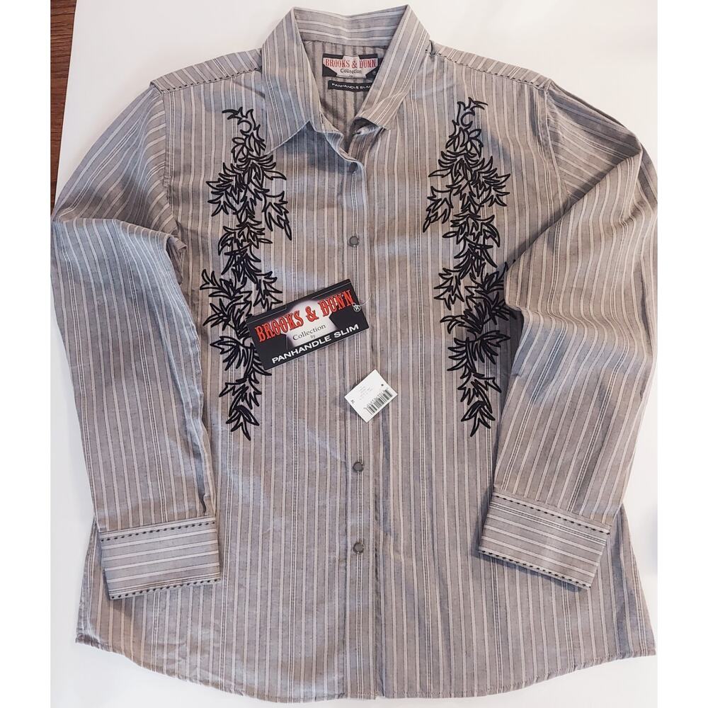 BROOKS AND DUNN COLLECTION Panhandle Slim XL NWT Men's Western Shirt Charcoal